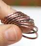 Set of 8 copper stacking rings, Oxidised thin copper rings - Image 2