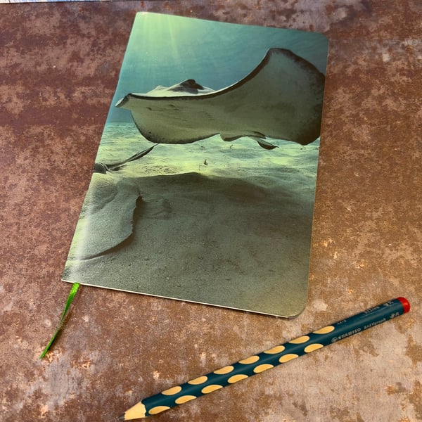 Notebook, Marine themed, A5 (ish), made from up-cycled and recycled materials.