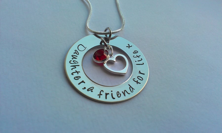 Daughter, a friend for life hand stamped personalised necklace