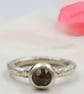 Handmade Sterling Silver Ring, 6mm Brown Zircon, Organic Textured Band - Size I
