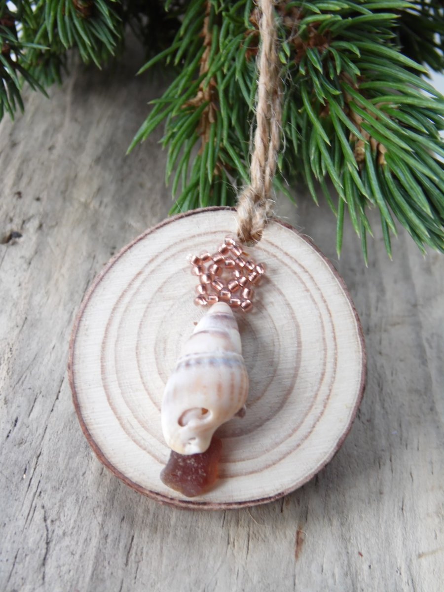 Sea Shell Christmas Tree with Copper Beaded Star Christmas Decoration T098