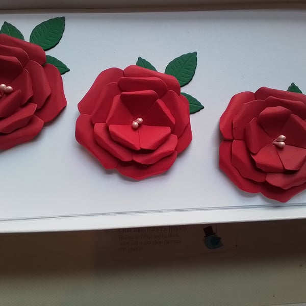 Handmade card. Handmade roses. Valentines card. Mothers day. Ref 381