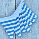 BLUE and WHITE STRIPED BUNTING - double-sided, 7 flags