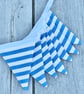 BLUE and WHITE STRIPED BUNTING - double-sided, 7 flags