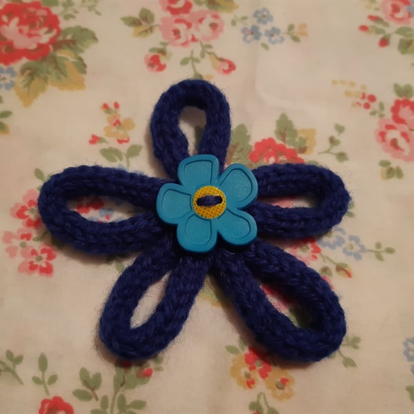 Royal Blue Flower Brooch