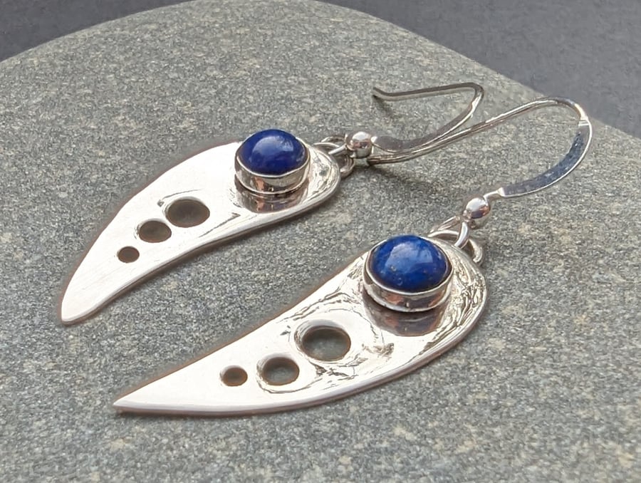 Arched Lapis Lazuli and Sterling Silver Earings