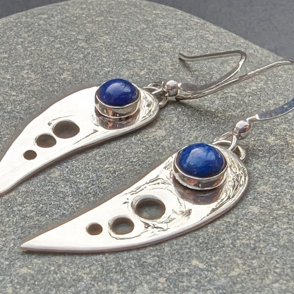 Arched Lapis Lazuli and Sterling Silver Earings