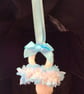 Lace pram charm hand knitted baby dummy shape - Image 2