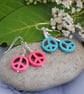 Peace & silver seed bead earrings - Image 1