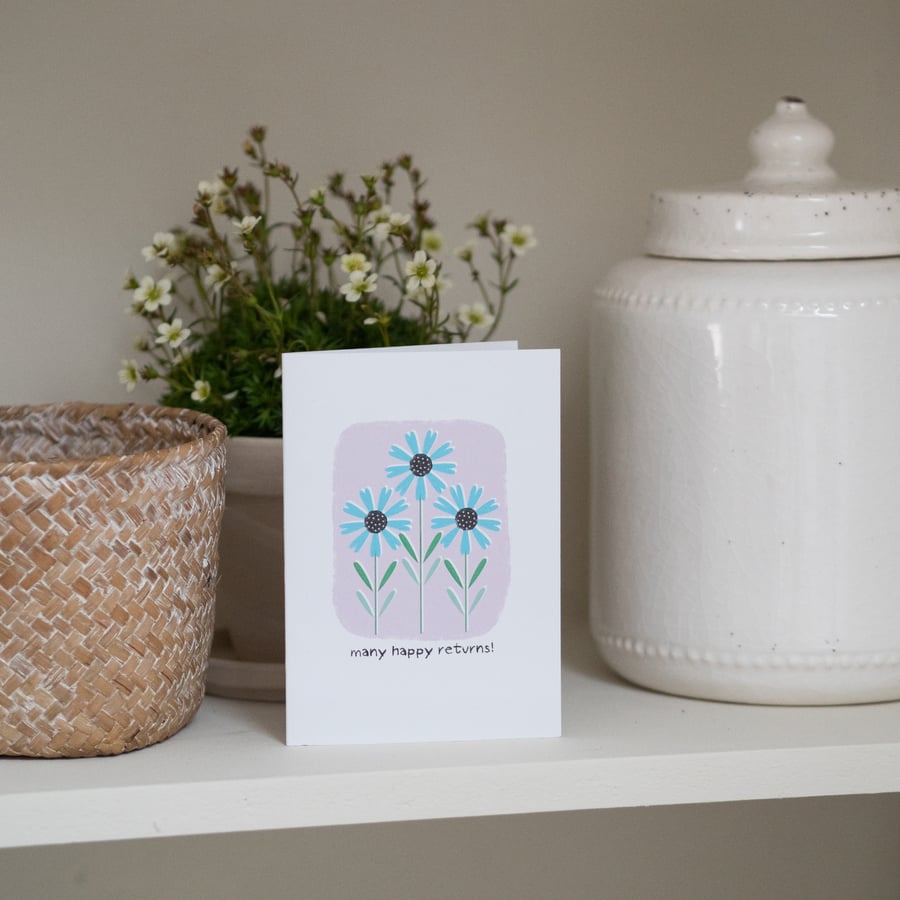Many Happy Returns Card - Wildflower Seed Card - Handmade Card - Floral Card