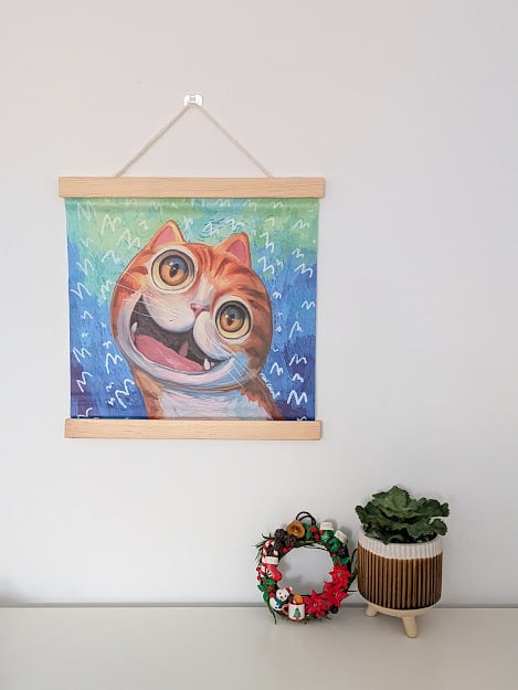 Cat Art Print Wall Hanging - Pure Excitement