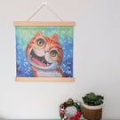 Cat Art Print Wall Hanging - Pure Excitement