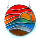 Sunset Beach Waves Stained Glass Suncatcher