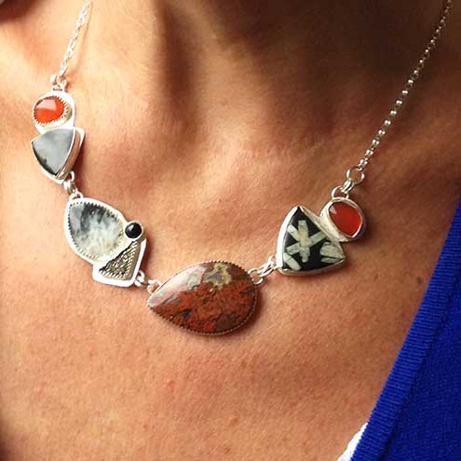 Mazurka - stone collection necklace - OOAK necklace - Designer necklace