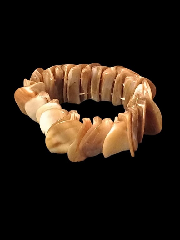 Natural brown oyster shell bracelet OOAK
