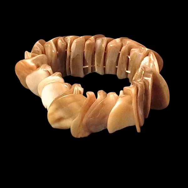 Natural brown oyster shell bracelet OOAK