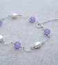 Dainty Purple Gemstone Bracelet, Freshwater Pearl & Lavender Aventurine - Image 5