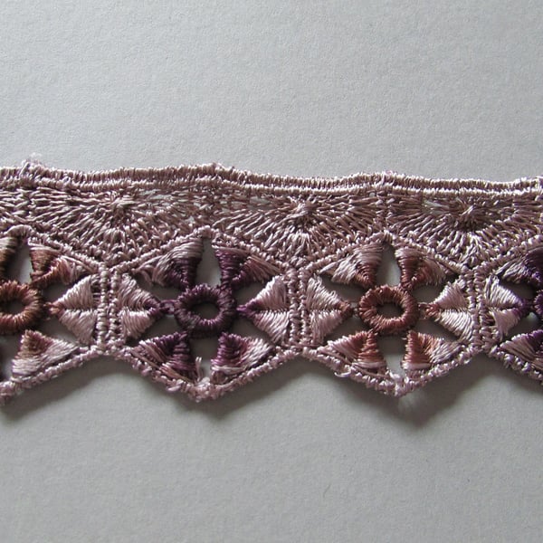 Dusky Rose Pink Ombre Venise Guipure Lace sold by the metre