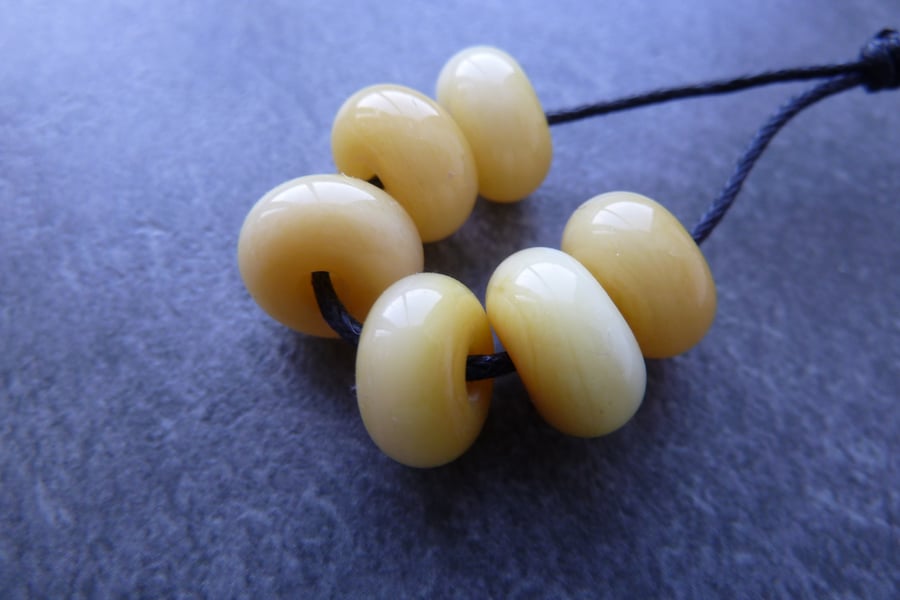 yellow lampwork glass spacer beads