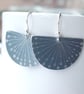 Fan earrings with seed head print in grey and silver