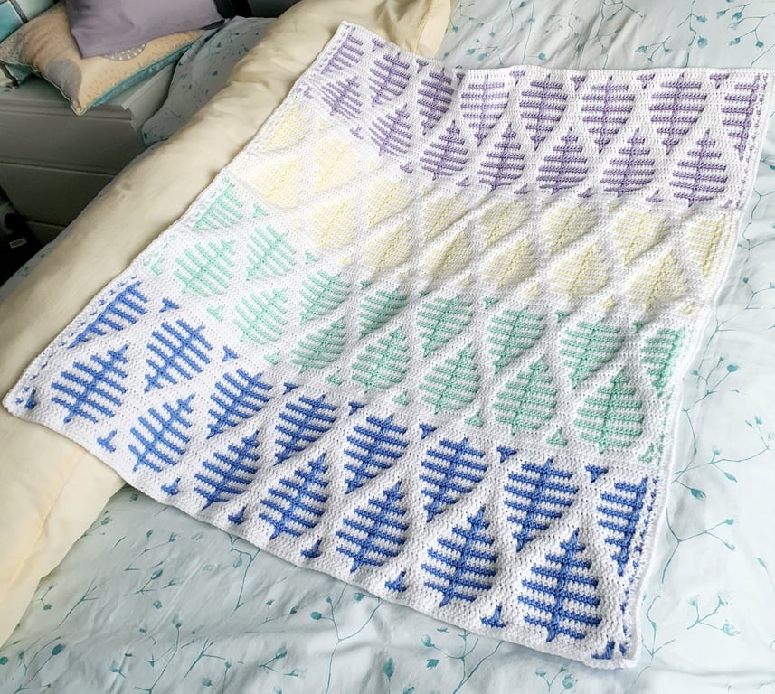 Leaf Mosaic Crochet blanket 