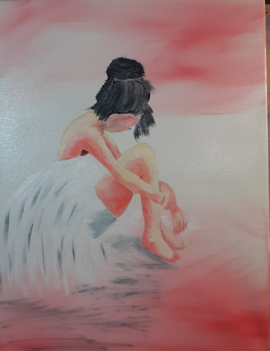 Original stretched canvas Girl Oil Painting  