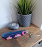 Handmade Pink & Purple Floral Wristlet Keyring - Upcycled Denim