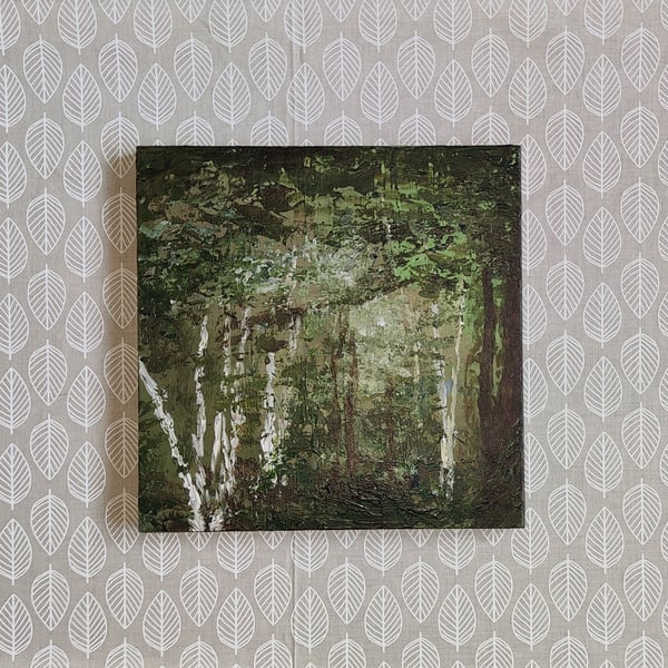 Silver Birches, Ancient Woodland in full leaf, original painting of trees