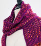 Handmade Silk and Merino Wool Scarf in Vibrant Purple, Pinks and Reds - Image 3