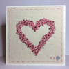 Beaded Heart hand embroidered card 