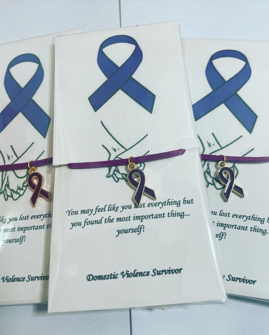 Domestic violence purple suede corded wish bracelet ladies bracelet 