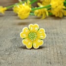 Buttercup Brooch Pin, Handmade Friendship Gift, Little Yellow Flower Badge 