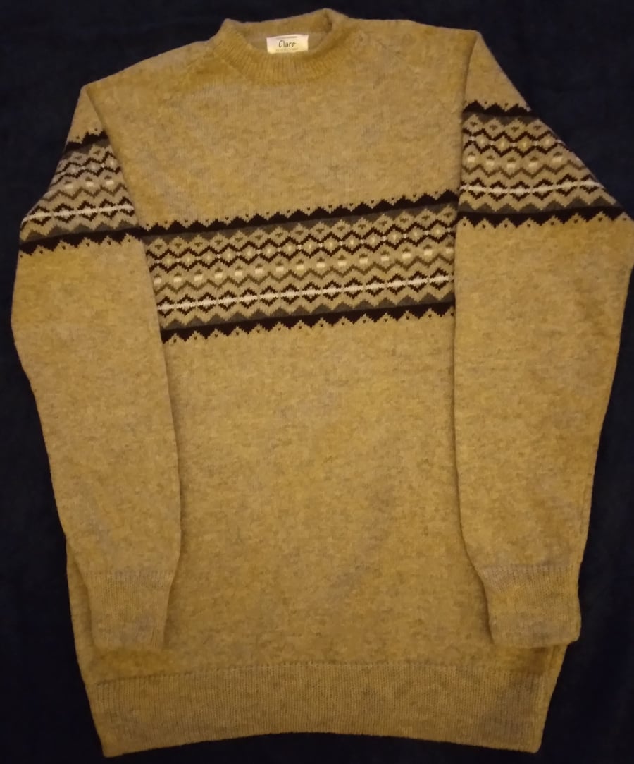 Adult jumper with fairisle round the chest, made to order