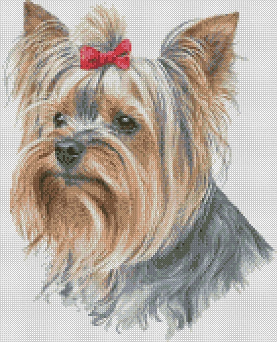 Complete Counted Cross Stitch Kit Yorkshire Terrier Dog 1 Small TDCC DYOR01