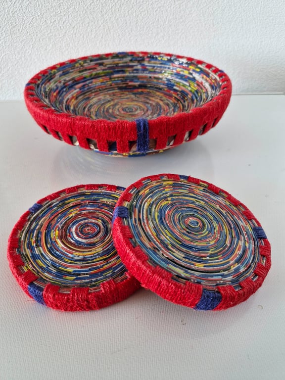 Handmade bowl and coasters to match