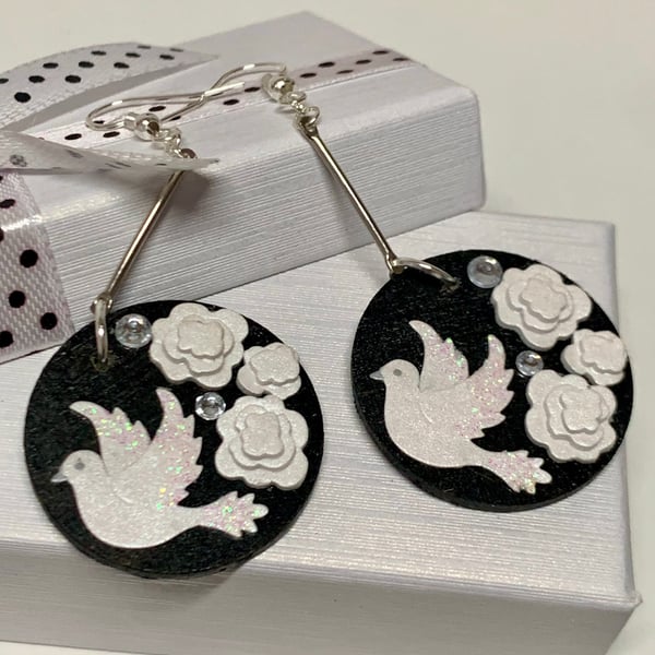 Christmas Two Turtle Dove Earrings
