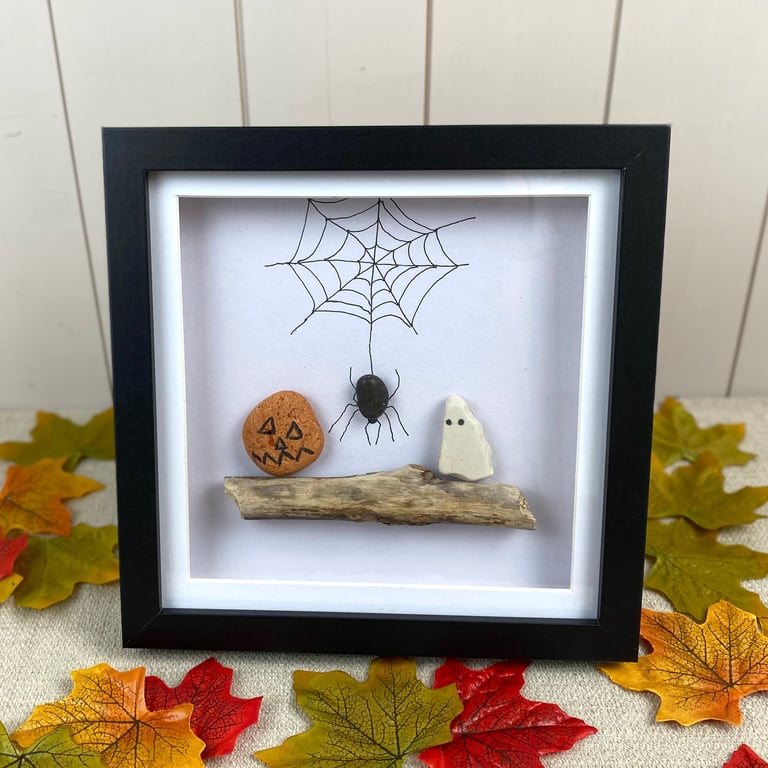 Halloween Pebble and Driftwood Picture