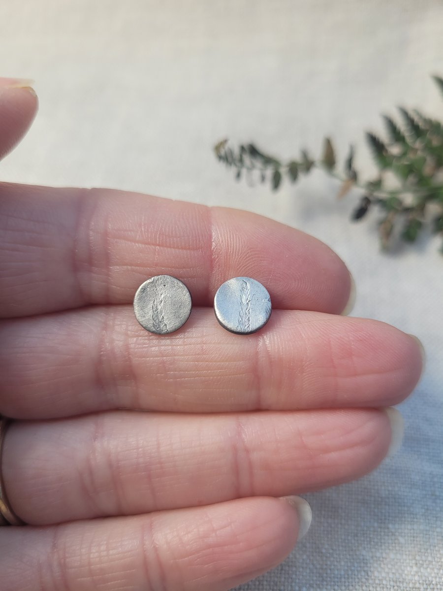 Silver Fern Leaf Pattern Studs Seconds Sunday