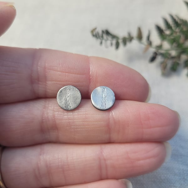 Silver Fern Leaf Pattern Studs Seconds Sunday