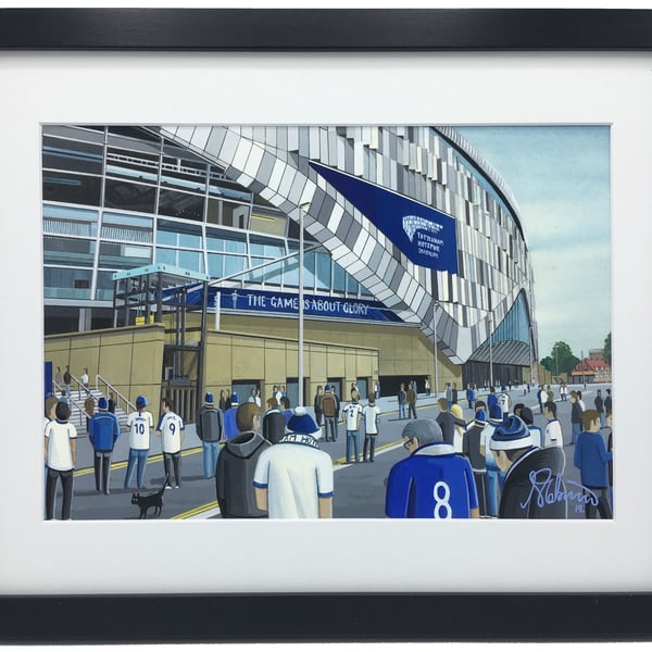 Tottenham. Quality Framed Football Stadium Art Print. 14" x 11" Frame Size