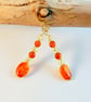 Carnelian Earrings With Yellow Swarovski Crystals - Handmade In Devon - Image 3
