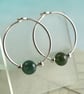Silver Gem Hoops with Moss Agate Beads - Image 3