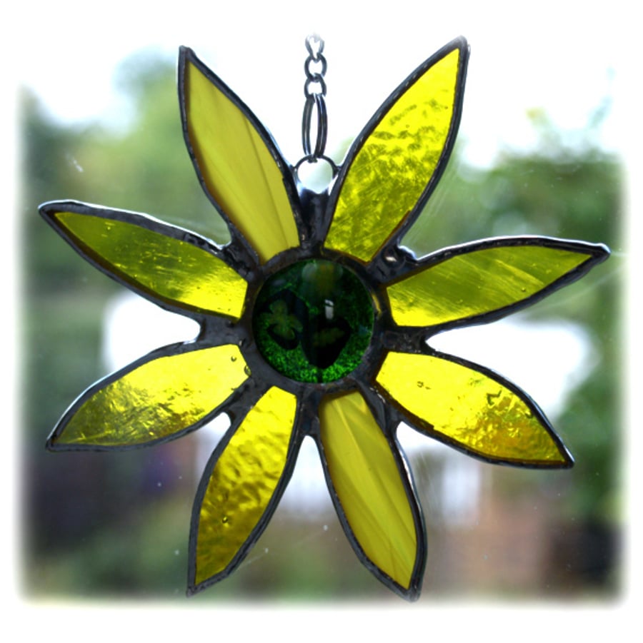Sunflower Suncatcher Handmade Stained Glass Flower Fused