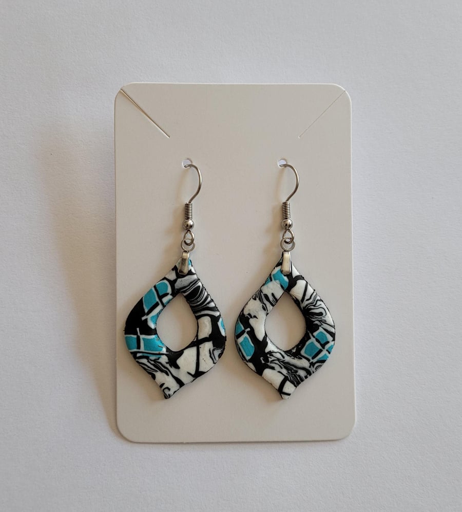 Handmade Polymer Clay Dangle Earrings, Colourful Artisan Boho Jewellery
