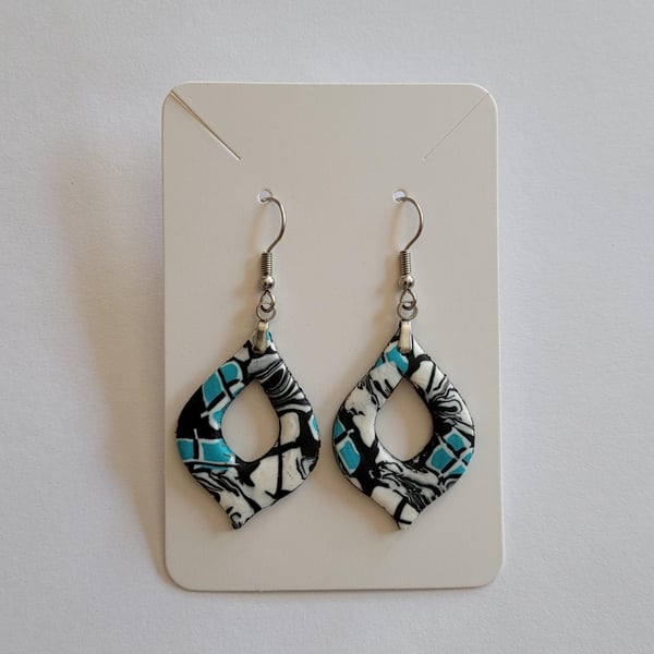 Handmade Polymer Clay Dangle Earrings, Colourful Artisan Boho Jewellery