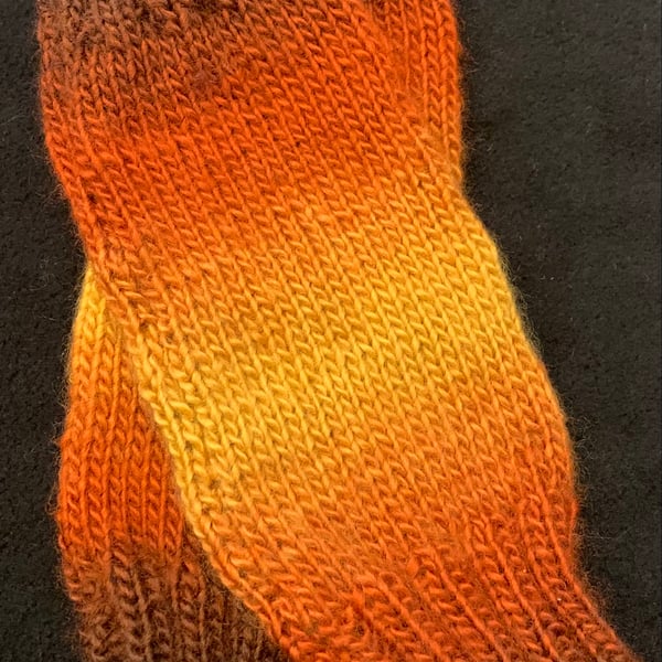 Hand Knitted Fingerless Wrist Warmers in Autumnal Colours