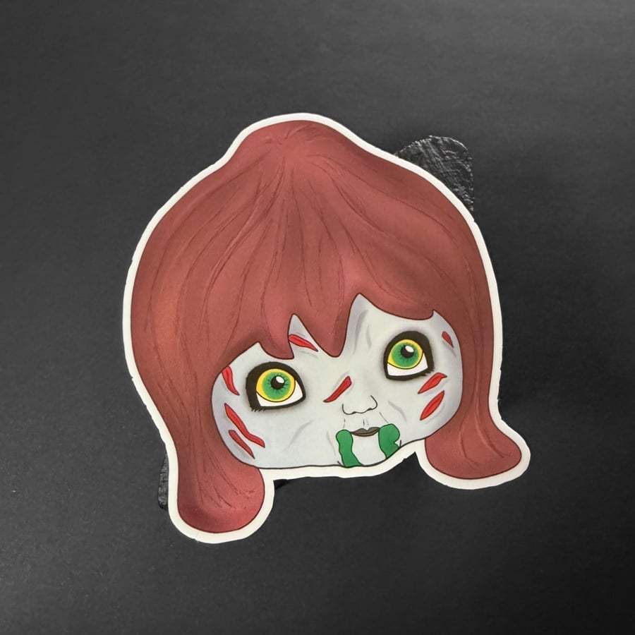 Possessed Little Girl Retro Style Sticker 