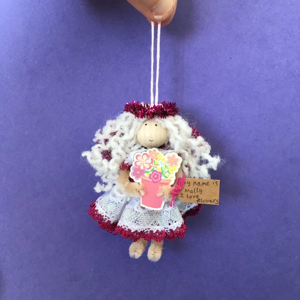 Tiny Pink Fairy Doll Decoration, Fairy Gift 