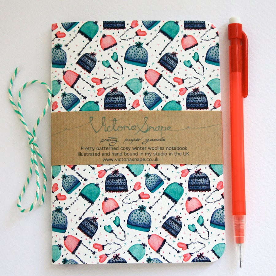 Cosy winter woollies- hand bound recycled paper notebook
