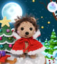 Sale ! Christabel the Christmas hedgehog sculpture. Crochet ornament, decoration - Image 9